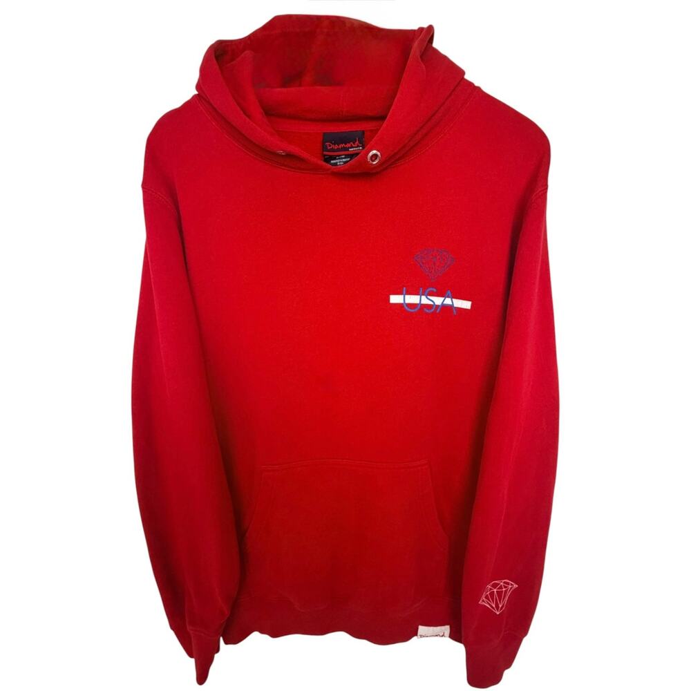Diamond Supply Co. Red Hood Graphic Team USA Hoodie Cotton Men's Medium